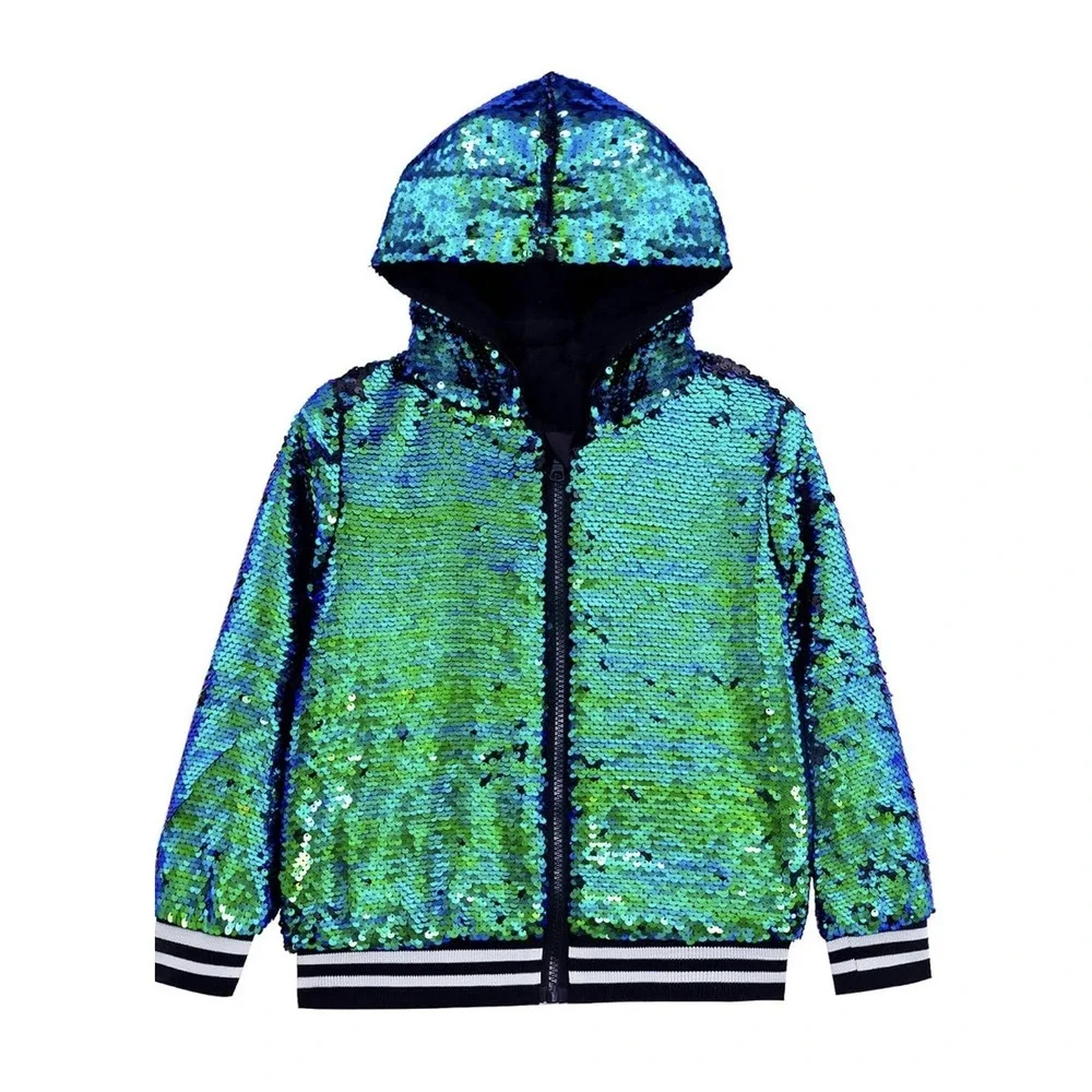 Girls Sequin Jacket Size Large Mermaid Green. Great For St.Patricks Day .